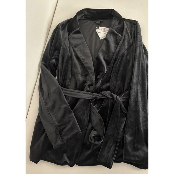 Quiet Luxury J.Jill Blazer Size M Wearever Velvet Black Belted One-Button Jacket - Picture 12 of 14